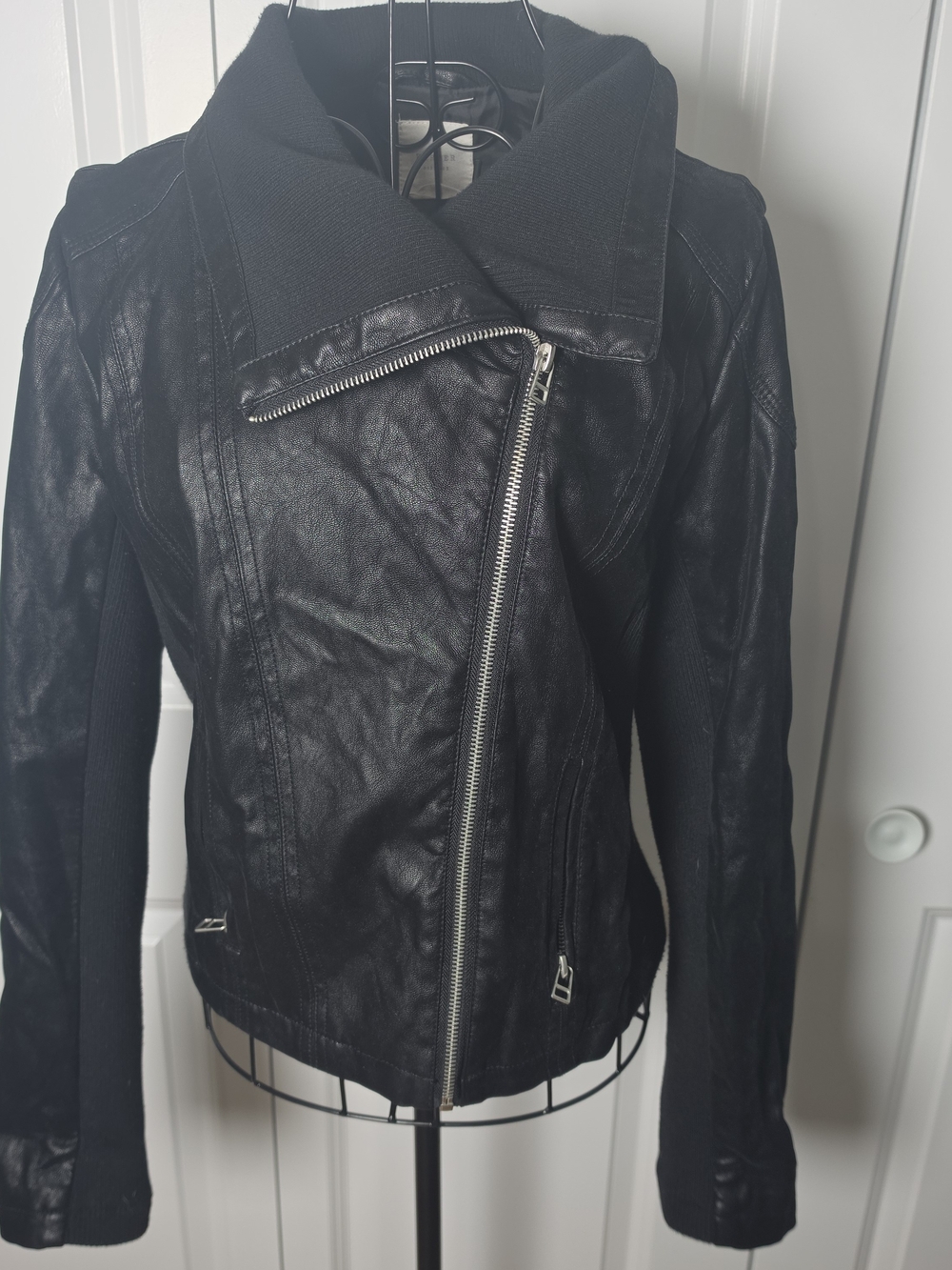 Harper Black Faux Leather Moto Biker Jacket Size Small